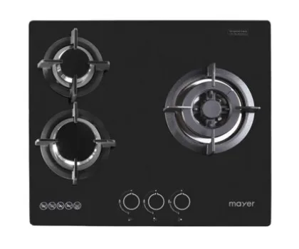 Mayer MMGH/SS633 60cm 3 Burner Glass Gas Hob   MMSI900LEDHS 90cm Semi-integrated Slimline Hood   MMDO8R 60 cm Built-in Oven with Smoke Ventilation