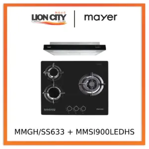 Mayer MMGH/SS633 60cm 3 Burner Glass Gas Hob   MMSI900LEDHS 90cm Semi-integrated Slimline Hood