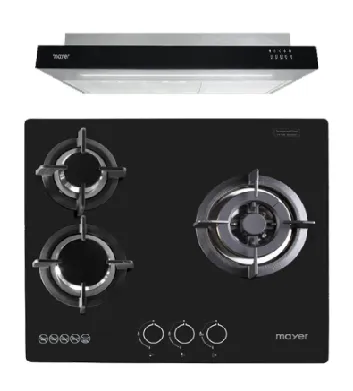 Mayer MMGH/SS633 60cm 3 Burner Glass Gas Hob   MMSI900LEDHS 90cm Semi-integrated Slimline Hood