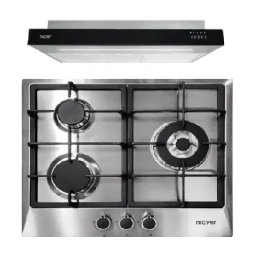 Mayer MMGH/SS633 60cm 3 Burner Glass Gas Hob   MMSI900LEDHS 90cm Semi-integrated Slimline Hood