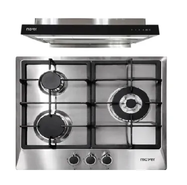 Mayer MMGH/SS633 60cm 3 Burner Glass Gas Hob   MMSI903OT Cm Semi-integrated Hood With Oil Tray