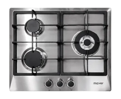 Mayer MMGH/SS633 60cm 3 Burner Glass Gas Hob   MMSI903OT Cm Semi-integrated Hood With Oil Tray