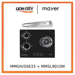 Mayer MMGH/SS633 60cm 3 Burner Glass Gas Hob   MMSL901SM 90 Cm Slimline Hood