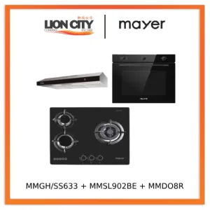 Mayer MMGH/SS633 60cm 3 Burner Glass Gas Hob   MMSL902BE  90cm Slimline Hood   MMDO8R 60 cm Built-in Oven with Smoke Ventilation