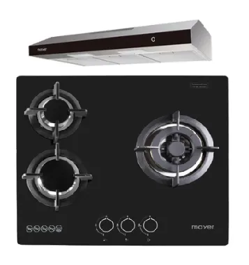 Mayer MMGH/SS633 60cm 3 Burner Glass Gas Hob   MMSL902BE  90cm Slimline Hood