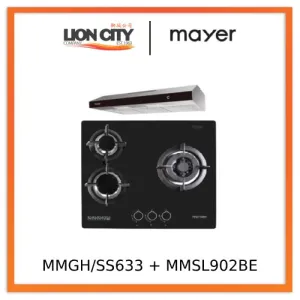 Mayer MMGH/SS633 60cm 3 Burner Glass Gas Hob   MMSL902BE  90cm Slimline Hood