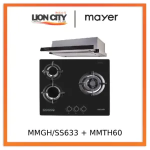 Mayer MMGH/SS633 60cm 3 Burner Glass Gas Hob   MMTH60 Telescopic Hood (60CM)
