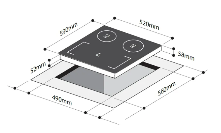 Mayer MMIH603FZ 60 cm Flexi 3 Zone Induction Hob