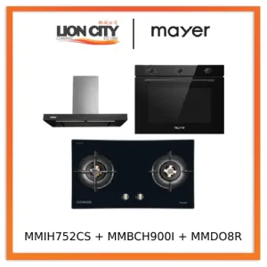 Mayer MMIH752CS 75cm 2 Zone Induction Hob with Slider   MMBCH900I Chimney Hood   MMDO8R 60 cm Built-in Oven with Smoke Ventilation