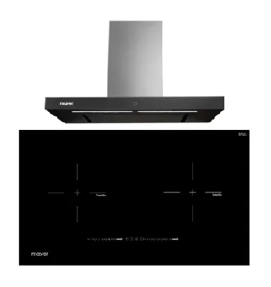 Mayer MMIH752CS 75cm 2 Zone Induction Hob with Slider   MMBCH900I Chimney Hood