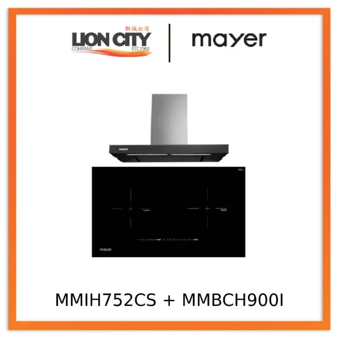 Mayer MMIH752CS 75cm 2 Zone Induction Hob with Slider   MMBCH900I Chimney Hood
