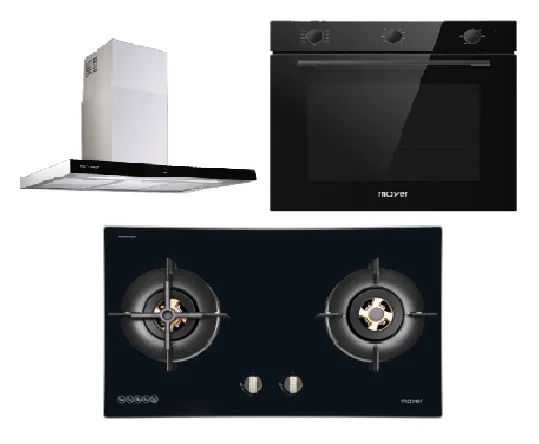 Mayer MMIH752CS 75cm 2 Zone Induction Hob with Slider   MMCH407I 90cm Chimney Hood   MMDO8R 60 cm Built-in Oven with Smoke Ventilation