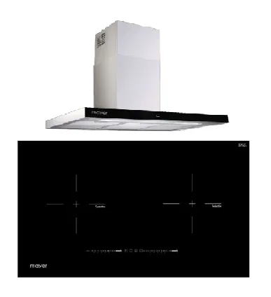 Mayer MMIH752CS 75cm 2 Zone Induction Hob with Slider   MMCH407I 90cm Chimney Hood