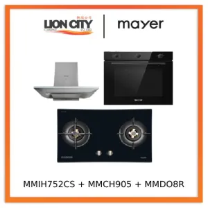 Mayer MMIH752CS 75cm 2 Zone Induction Hob with Slider   MMCH905 90cm Chimney Hood   MMDO8R 60 cm Built-in Oven with Smoke Ventilation