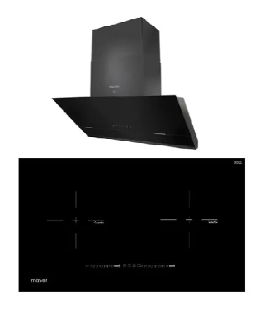 Mayer MMIH752CS 75cm 2 Zone Induction Hob with Slider   MMSH8099-L Angled Chimney Hood