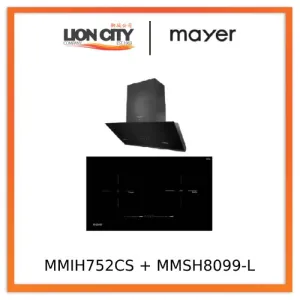 Mayer MMIH752CS 75cm 2 Zone Induction Hob with Slider   MMSH8099-L Angled Chimney Hood