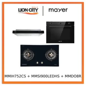 Mayer MMIH752CS 75cm 2 Zone Induction Hob with Slider   MMSI900LEDHS 90cm Semi-integrated Slimline Hood   MMDO8R 60 cm Built-in Oven with Smoke Ventilation