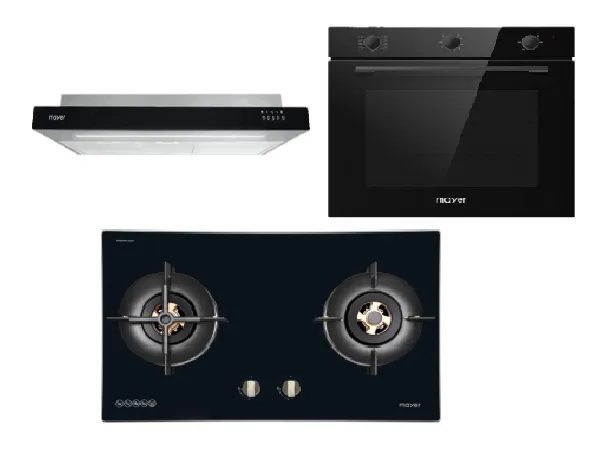 Mayer MMIH752CS 75cm 2 Zone Induction Hob with Slider   MMSI900LEDHS 90cm Semi-integrated Slimline Hood   MMDO8R 60 cm Built-in Oven with Smoke Ventilation