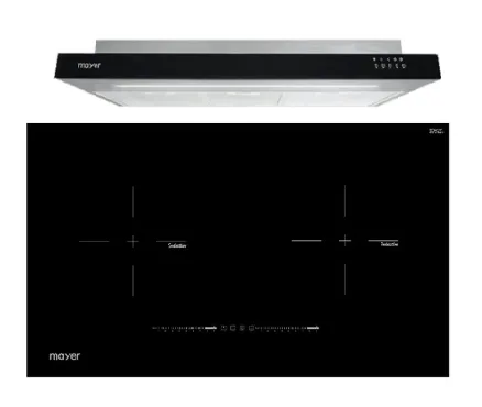 Mayer MMIH752CS 75cm 2 Zone Induction Hob with Slider   MMSI900LEDHS 90cm Semi-integrated Slimline Hood