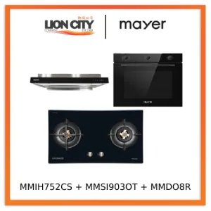 Mayer MMIH752CS 75cm 2 Zone Induction Hob with Slider   MMSI903OT Cm Semi-integrated Hood With Oil Tray   MMDO8R 60 cm Built-in Oven with Smoke Ventilation