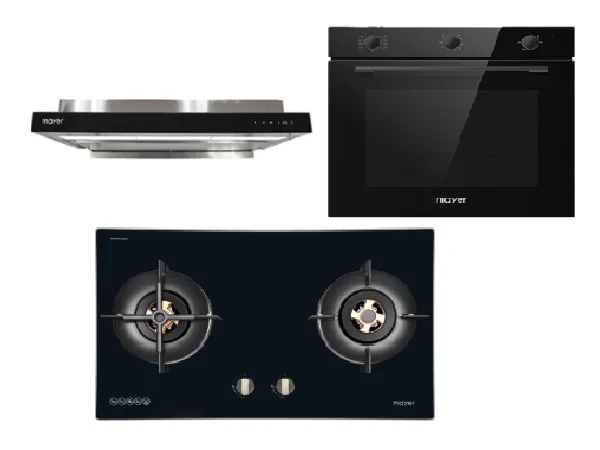 Mayer MMIH752CS 75cm 2 Zone Induction Hob with Slider   MMSI903OT Cm Semi-integrated Hood With Oil Tray   MMDO8R 60 cm Built-in Oven with Smoke Ventilation