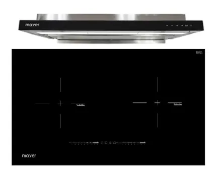 Mayer MMIH752CS 75cm 2 Zone Induction Hob with Slider   MMSI903OT Cm Semi-integrated Hood With Oil Tray