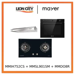 Mayer MMIH752CS 75cm 2 Zone Induction Hob with Slider   MMSL901SM 90 Cm Slimline Hood   MMDO8R 60 cm Built-in Oven with Smoke Ventilation