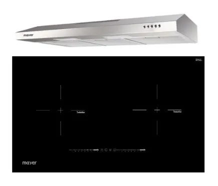 Mayer MMIH752CS 75cm 2 Zone Induction Hob with Slider   MMSL901SM 90 Cm Slimline Hood