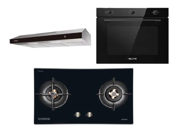 Mayer MMIH752CS 75cm 2 Zone Induction Hob with Slider   MMSL902BE  90cm Slimline Hood   MMDO8R 60 cm Built-in Oven with Smoke Ventilation