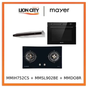 Mayer MMIH752CS 75cm 2 Zone Induction Hob with Slider   MMSL902BE  90cm Slimline Hood   MMDO8R 60 cm Built-in Oven with Smoke Ventilation