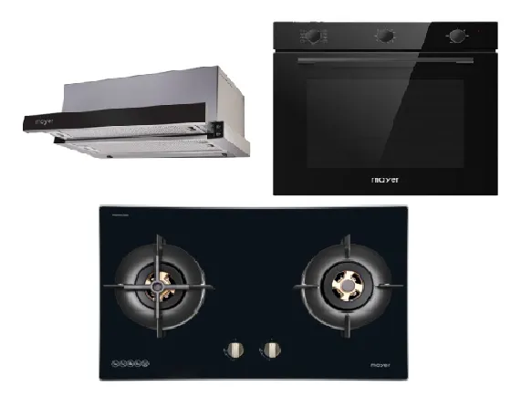 Mayer MMIH752CS 75cm 2 Zone Induction Hob with Slider   MMTH90 Telescopic Hood   MMDO8R 60 cm Built-in Oven with Smoke Ventilation