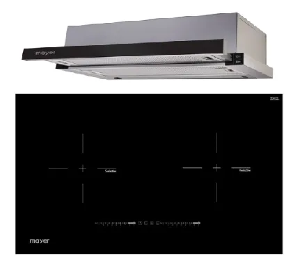Mayer MMIH752CS 75cm 2 Zone Induction Hob with Slider   MMTH90 Telescopic Hood