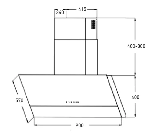 Mayer MMSH8099-L Angled Chimney Hood