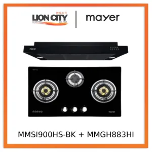 Mayer MMSI900HS-BK/SL 90cm Semi-integrated Hood   MMGH883HI  86 cm 3 Burner Glass Gas Hob