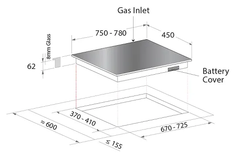 Mayer MMSS773HI 75 cm 3 Burner Stainless Steel Gas Hob