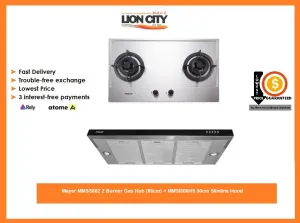 Mayer MMSS882 2 Burner Gas Hob (86cm)   MMSI900HS 90cm Slimline Hood