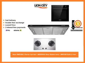 Mayer MMSS882 2 Burner Gas Hob   MMSI900HS 90cm Slimline Hood   MMDO8R Built-In Oven