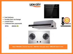 Mayer MMSS882 2 Burner Gas Hob   MMTH90 Telescopic Hood   MMDO8R Built-In Oven