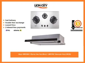 Mayer MMSS883 3 Burner Gas Hob (86cm)   MMTH90 Telescopic Hood (90CM)