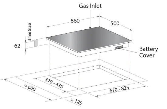 Mayer MMSS883HI/MMGH883HI 86 cm 3 Burner Glass Gas Hob
