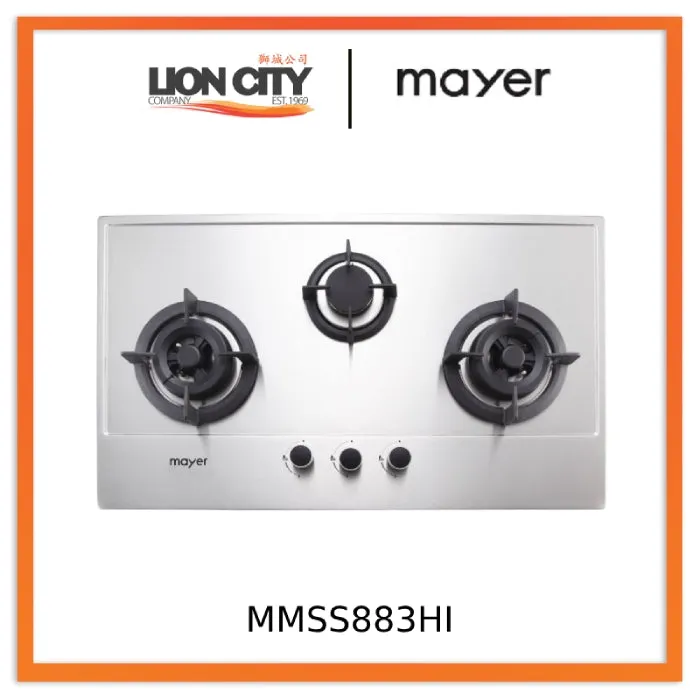 Mayer MMSS883HI/MMGH883HI 86 cm 3 Burner Glass Gas Hob
