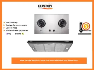 Mayer Package MMSS772 2 Burner Gas Hob   MMSI900HS 90cm Slimline Hood