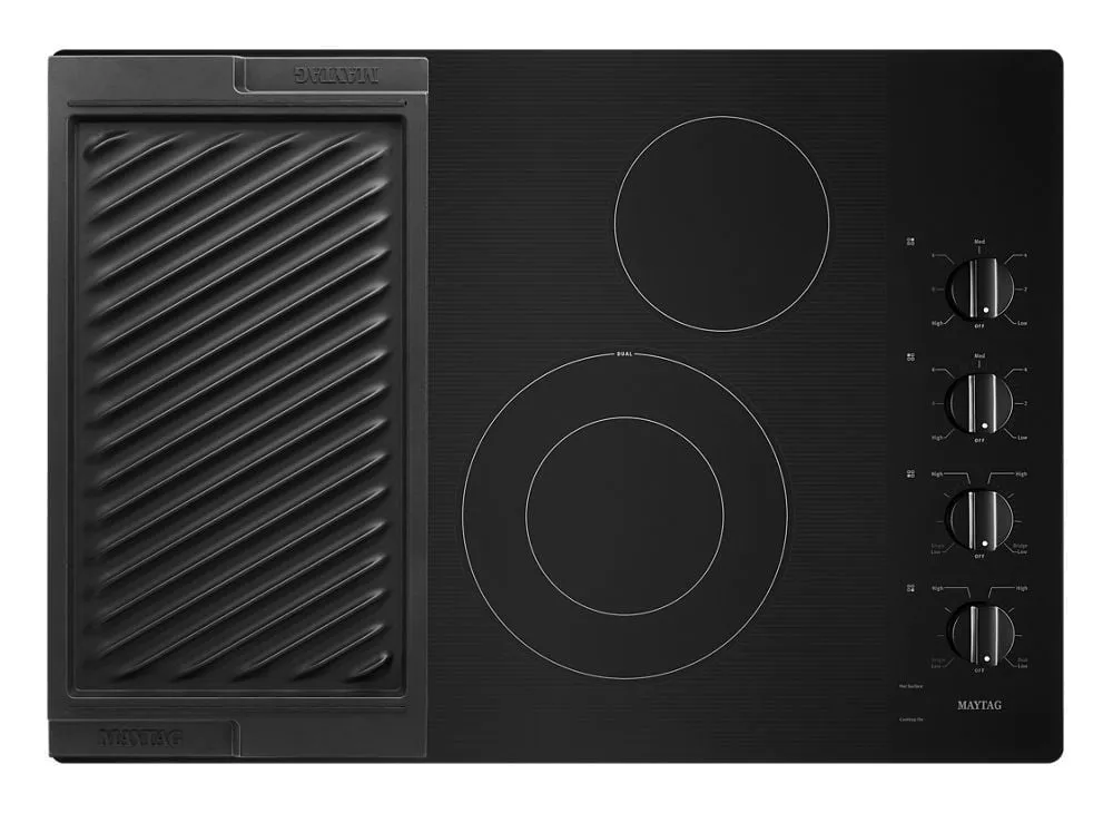 Maytag MEC8830HB 30-Inch Electric Cooktop With Reversible Grill And Griddle