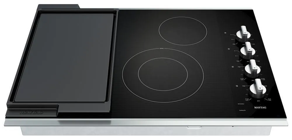 Maytag MEC8830HS 30-Inch Electric Cooktop With Reversible Grill And Griddle