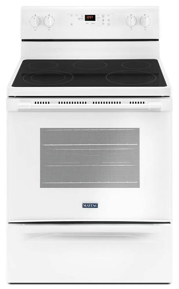 Maytag MER6600FW 30-Inch Wide Electric Range With Shatter-Resistant Cooktop - 5.3 Cu. Ft.