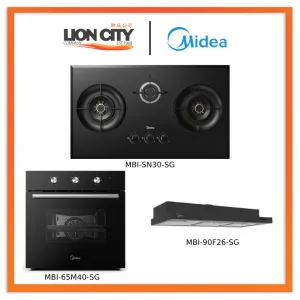 Midea (3 IN 1 Bundle Deal) Built-in Hob MBI-SN30-SG(GL)   Hood MBI-90F26-SG   Oven MBI-65M40-SG