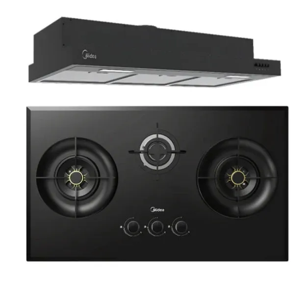 Midea Bulit-In Range MH90F26EM Hood Slim Under Cabinet Kitchen Hood   MBI-SN30 (GL) 88cm Glass Gas Hob