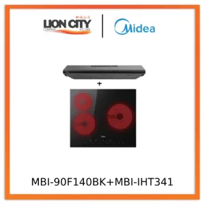 Midea MBI-90F140BK 90cm Slimline Hood   MBI-IHT341 Ceramic Induction Hob With 3 Zones