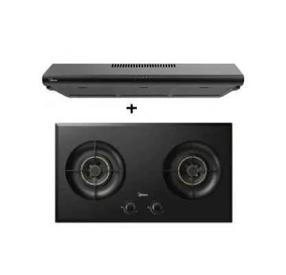 Midea MBI-90F140BK 90cm Slimline Hood   Midea MBI-SN20 2-burner Gas Hob