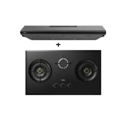 Midea MBI-90F140BK 90cm Slimline Hood   Midea MBI-SN30 (GL) 88cm Glass Gas Hob